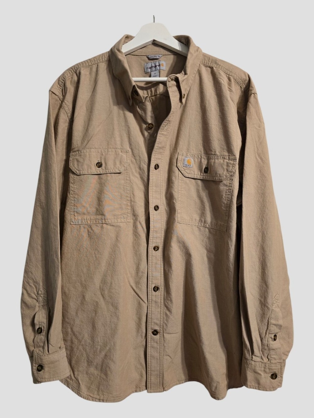 Carhartt Fort Loose Shirt Men's XL Khaki  Button-Up Original Fit Workwear 104368